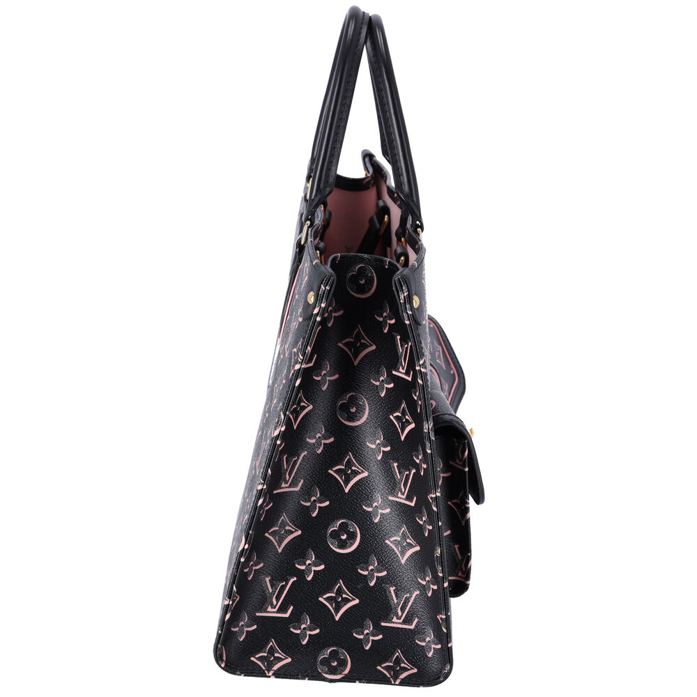 Louis Vuitton Onthego MM Monogram Tote Bag M46154 Noir Monogram Watercolor Pink - Picture 12 of 14